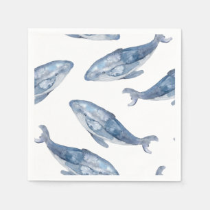 Humpback Whales in Watercolor Napkins