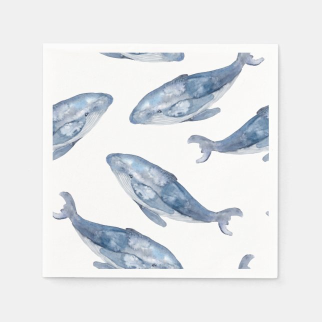 Humpback Whales in Watercolor Napkins (Front)