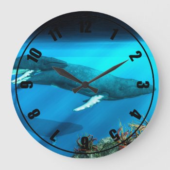 Humpback Whales Large Clock by ArtOfDanielEskridge at Zazzle