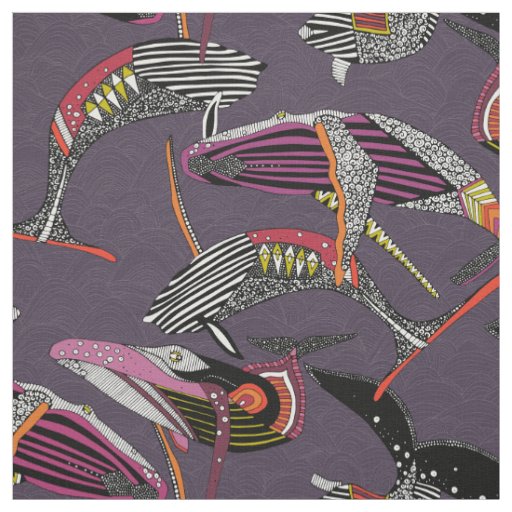 humpback whales mulberry fabric