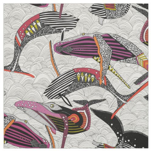humpback whales natural fabric