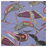 humpback whales periwinkle blue fabric