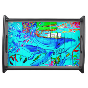 humpback whales serving tray