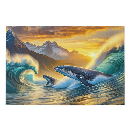 Humpbacks at Sunset Design by rich AMeN Gill Faux Canvas Print