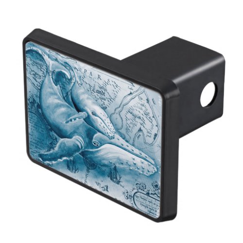 Humpbacks Blue Vintage Map Hitch Cover