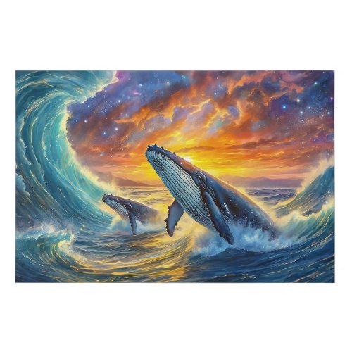Humpbacks In Space Design by Rich AMeN Gill Faux Canvas Print