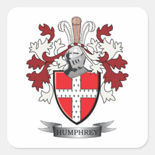 Humphrey Family Crest Coat of Arms Square Sticker