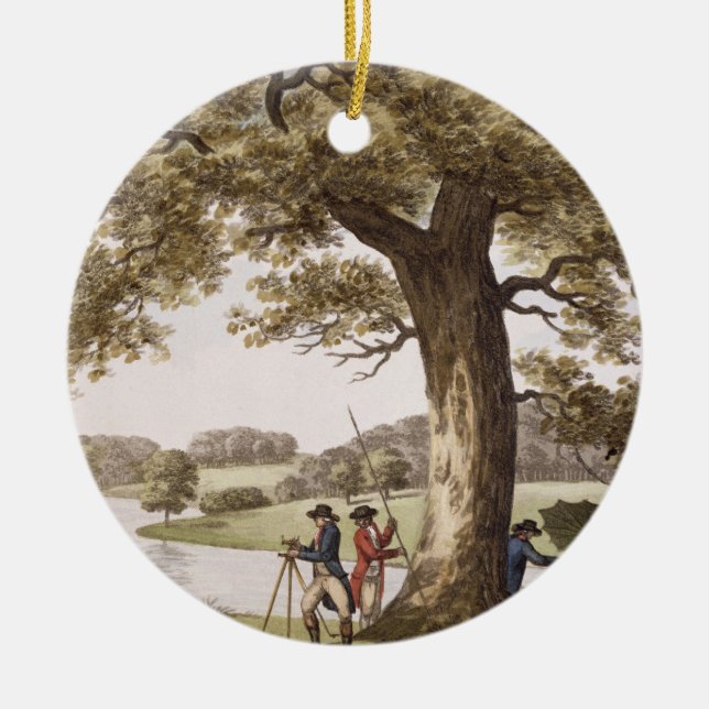 Humphrey Repton surveying with a Theodolite (colou Ceramic Ornament (Front)