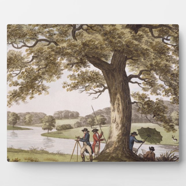 Humphrey Repton surveying with a Theodolite (colou Plaque (Front)