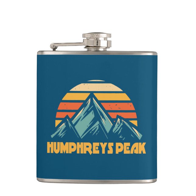 Humphreys Peak Arizona Retro Turquoise Flask (Front)