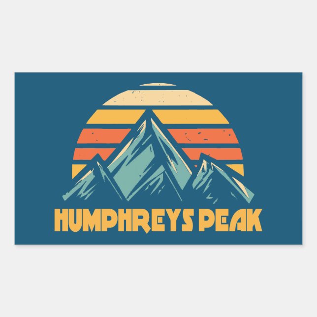 Humphreys Peak Arizona Retro Turquoise Rectangular Sticker (Front)