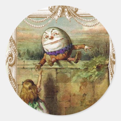 Humpty Dumpt and Alice Classic Round Sticker