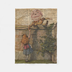 Humpty Dumpty & Alice Vintage Book Illustration Fleece Blanket