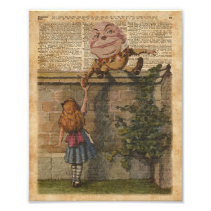 Humpty Dumpty & Alice Vintage Book Illustration Photo Print
