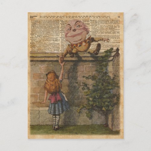 Humpty Dumpty  Alice Vintage Book Illustration Postcard