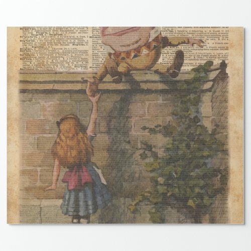 Humpty Dumpty  Alice Vintage Book Illustration Wrapping Paper