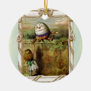Humpty Dumpty and Alice Ceramic Ornament