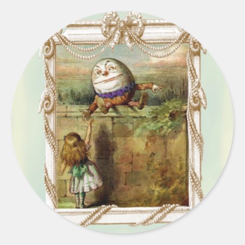 Humpty Dumpty and Alice Classic Round Sticker