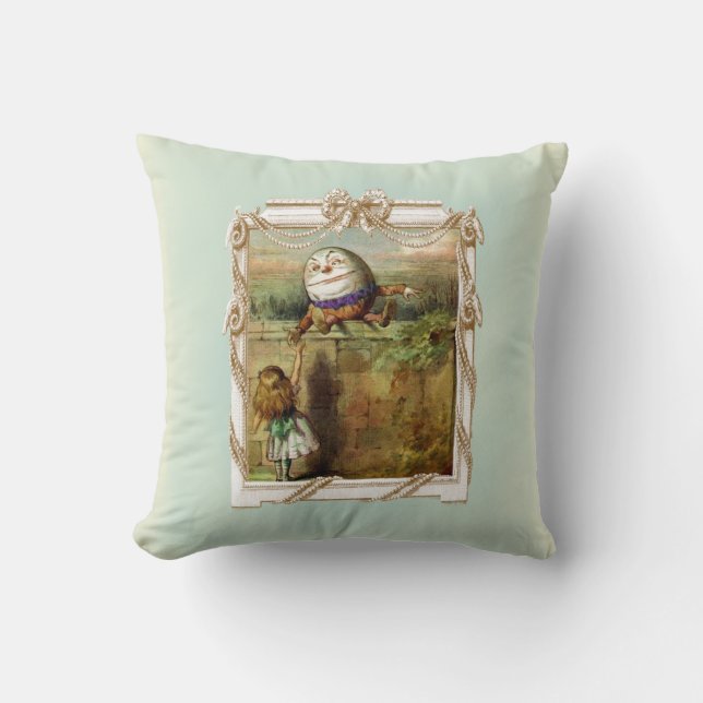 Humpty Dumpty and Alice Throw Pillow (Front)