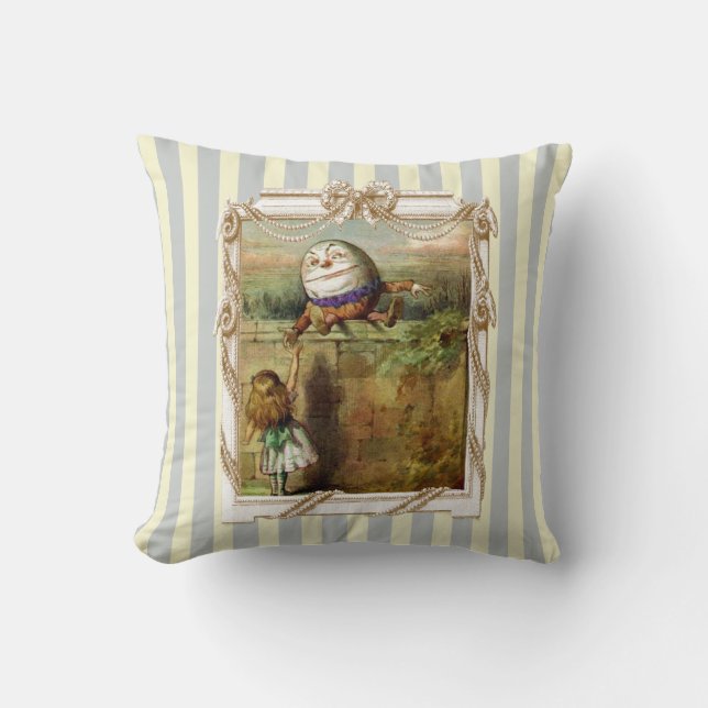 Humpty Dumpty and Alice Throw Pillow (Front)