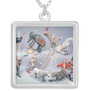 Humpty Dumpty Circus acrobats and menagerie Silver Plated Necklace