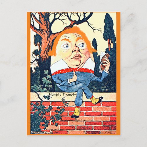 Humpty Dumpty Donald Trump Altered Vintage Illustr Postcard