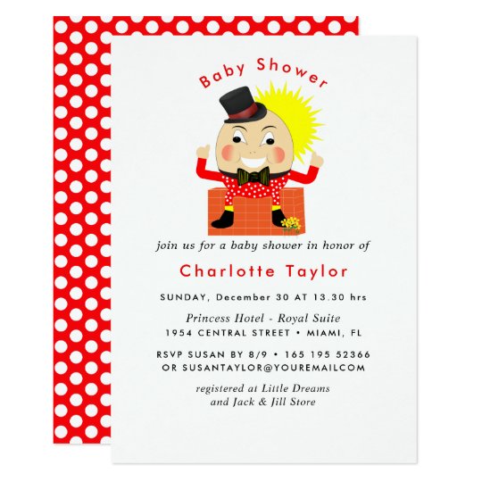 Humpty Dumpty Nursery Rhyme Cute Baby Shower Invitation Humpty Dumpty Nursery Rhyme Cute Baby Shower Invitation