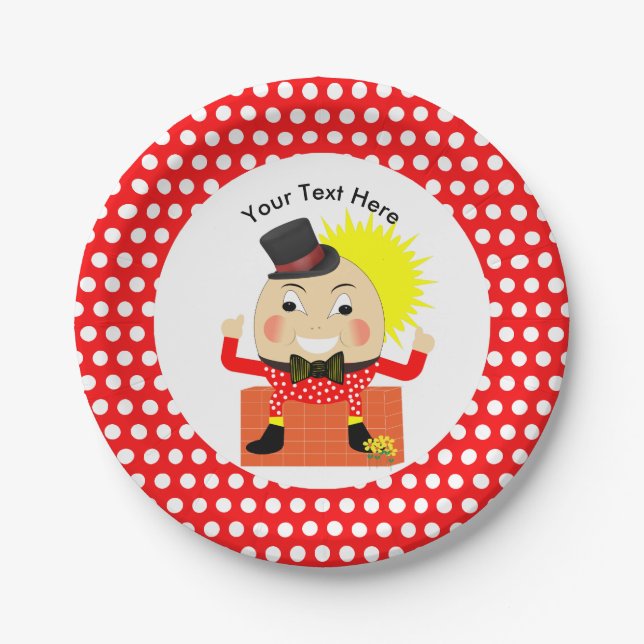 Humpty Dumpty Nursery Rhyme Cute Personalized Paper Plates (Front)