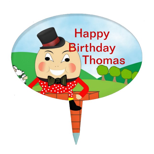 Humpty Dumpty Nursery Rhyme Party Theme Cake Topper (Front)