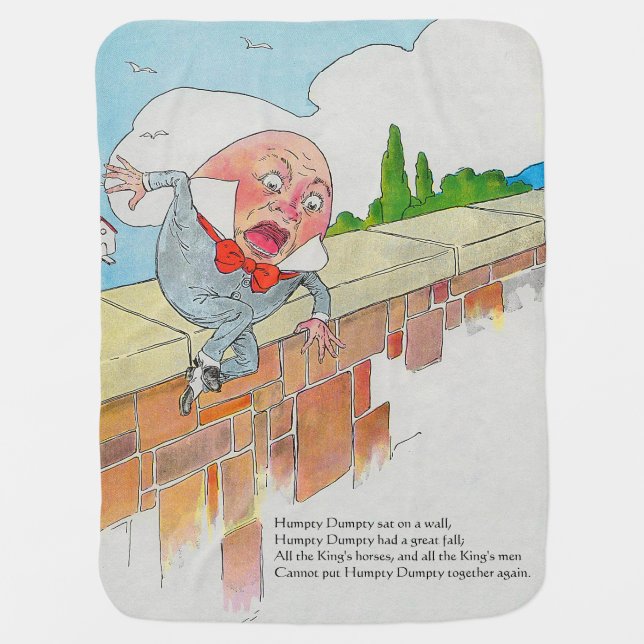 Humpty Dumpty on Wall Mother Goose Nursery Rhyme Baby Blanket (Front)