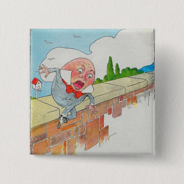 Humpty Dumpty on Wall Mother Goose Nursery Rhyme Button (Front)