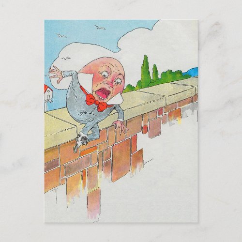 Humpty Dumpty on Wall Mother Goose Nursery Rhyme Postcard