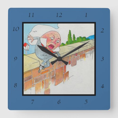 Humpty Dumpty on Wall Mother Goose Nursery Rhyme Square Wall Clock