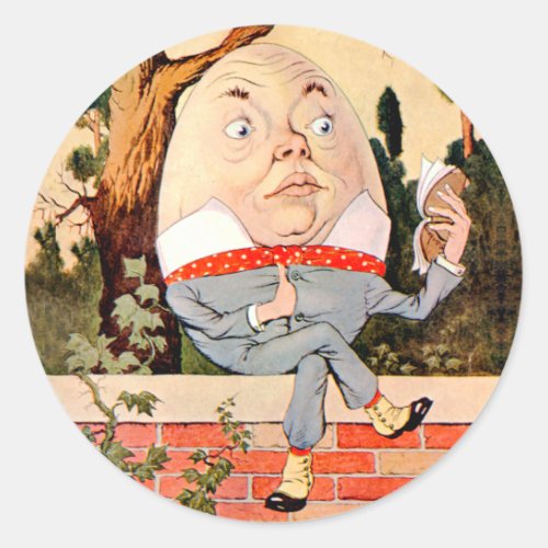 Humpty Dumpty Sat on a Wall in Wonderland Classic Round Sticker