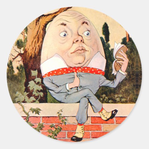 Humpty Dumpty Sat On a Wall in Wonderland Classic Round Sticker