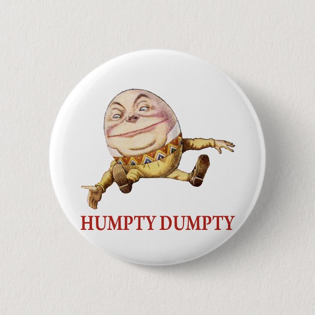 HUMPTY DUMPTY SAT ON A WALL - NURSERY RHYME BUTTON (Front)