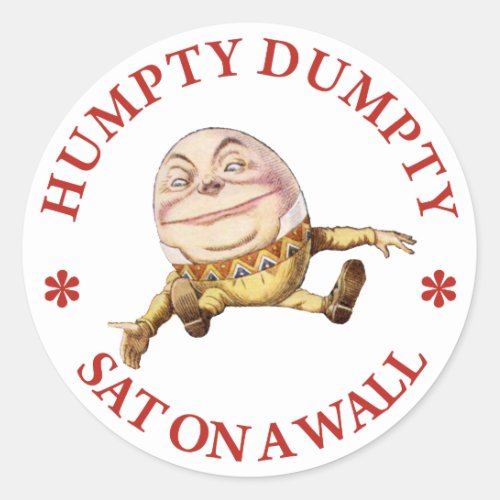 HUMPTY DUMPTY SAT ON A WALL _ NURSERY RHYME CLASSIC ROUND STICKER