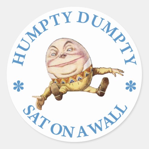 HUMPTY DUMPTY SAT ON A WALL _ NURSERY RHYME CLASSIC ROUND STICKER