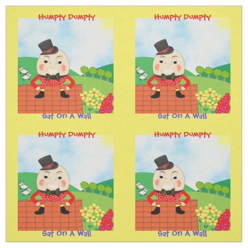 Humpty Dumpty Sat On A Wall Nursery Rhyme Design Fabric