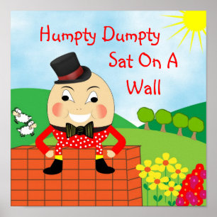 Humpty Dumpty Sat On A Wall Nursery Rhyme Poster