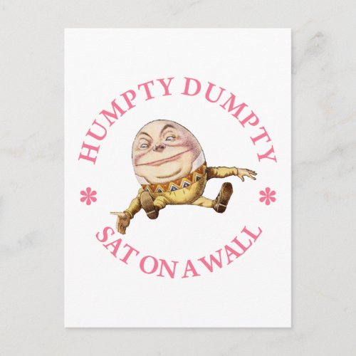 Humpty Dumpty Sat On A Wall Postcard