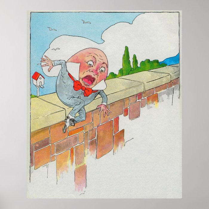 Humpty Dumpty sat on a wall Print