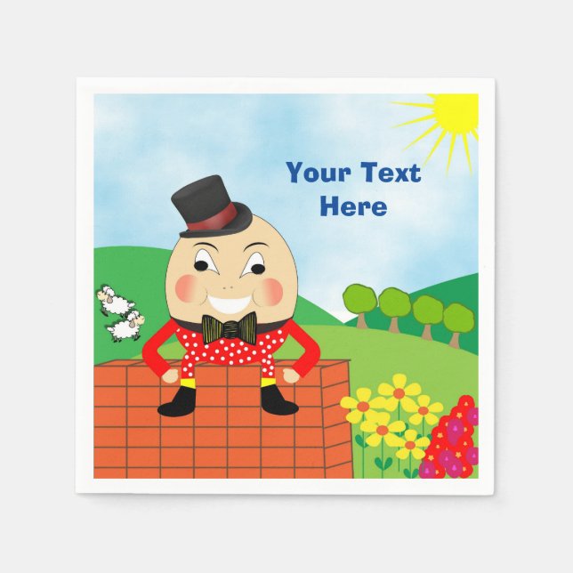 Humpty Dumpty Themed Kids Birthday Party Editable Paper Napkins (Front)