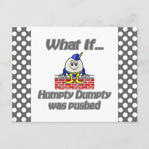 humpty dumpty was pushed postcard