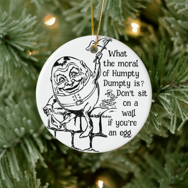 Humpty Dumpty's Surrender: Whimsical Wisdom Ceramic Ornament (Tree)