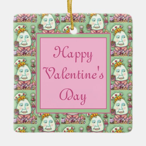 HUMPTY KING OF HEARTS AND CONFECTIONS VALENTINE CERAMIC ORNAMENT