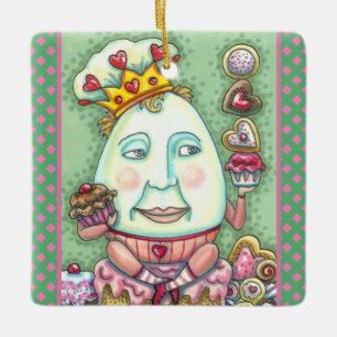 HUMPTY KING OF HEARTS AND CONFECTIONS, VALENTINE CERAMIC ORNAMENT