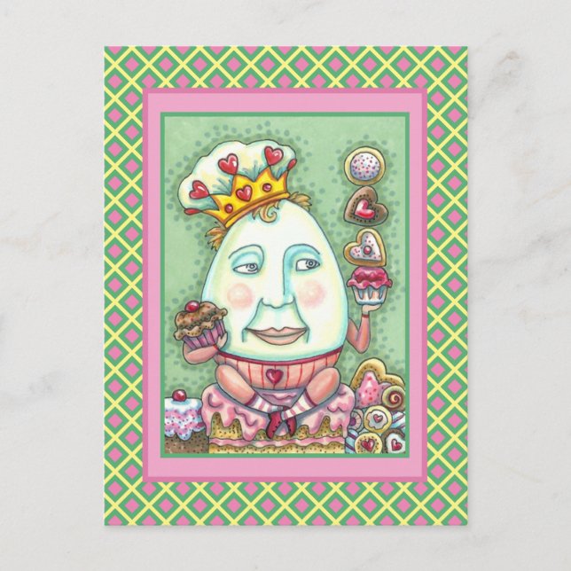 HUMPTY KING OF HEARTS AND CONFECTIONS, VALENTINE HOLIDAY POSTCARD (Front)
