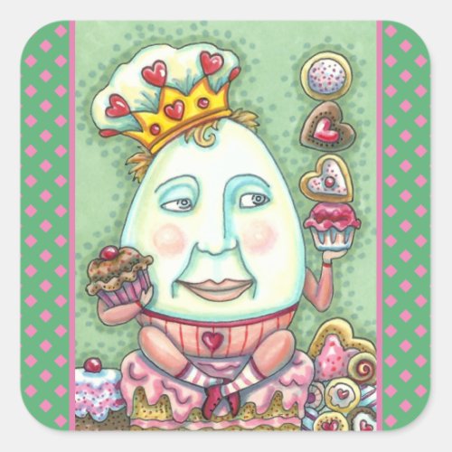 HUMPTY KING OF HEARTS AND CONFECTIONS VALENTINE SQUARE STICKER