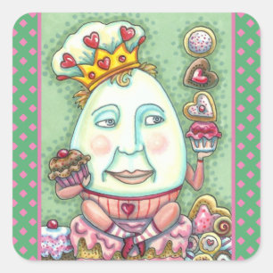 HUMPTY KING OF HEARTS AND CONFECTIONS, VALENTINE SQUARE STICKER